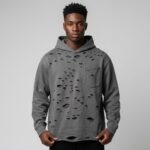 Front view of custom distressed hoodie