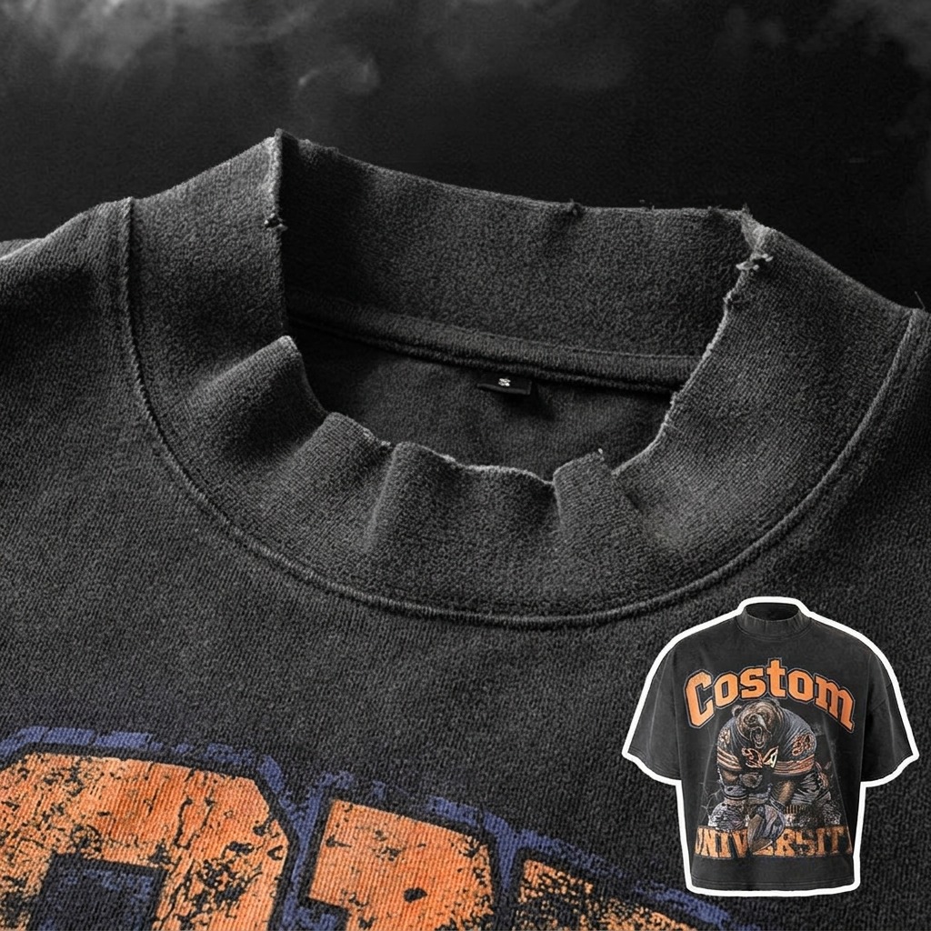 Custom oversized acid washed distressed t shirt