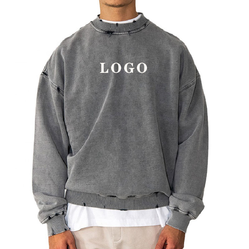 Custom acid wash crewneck sweatshirt