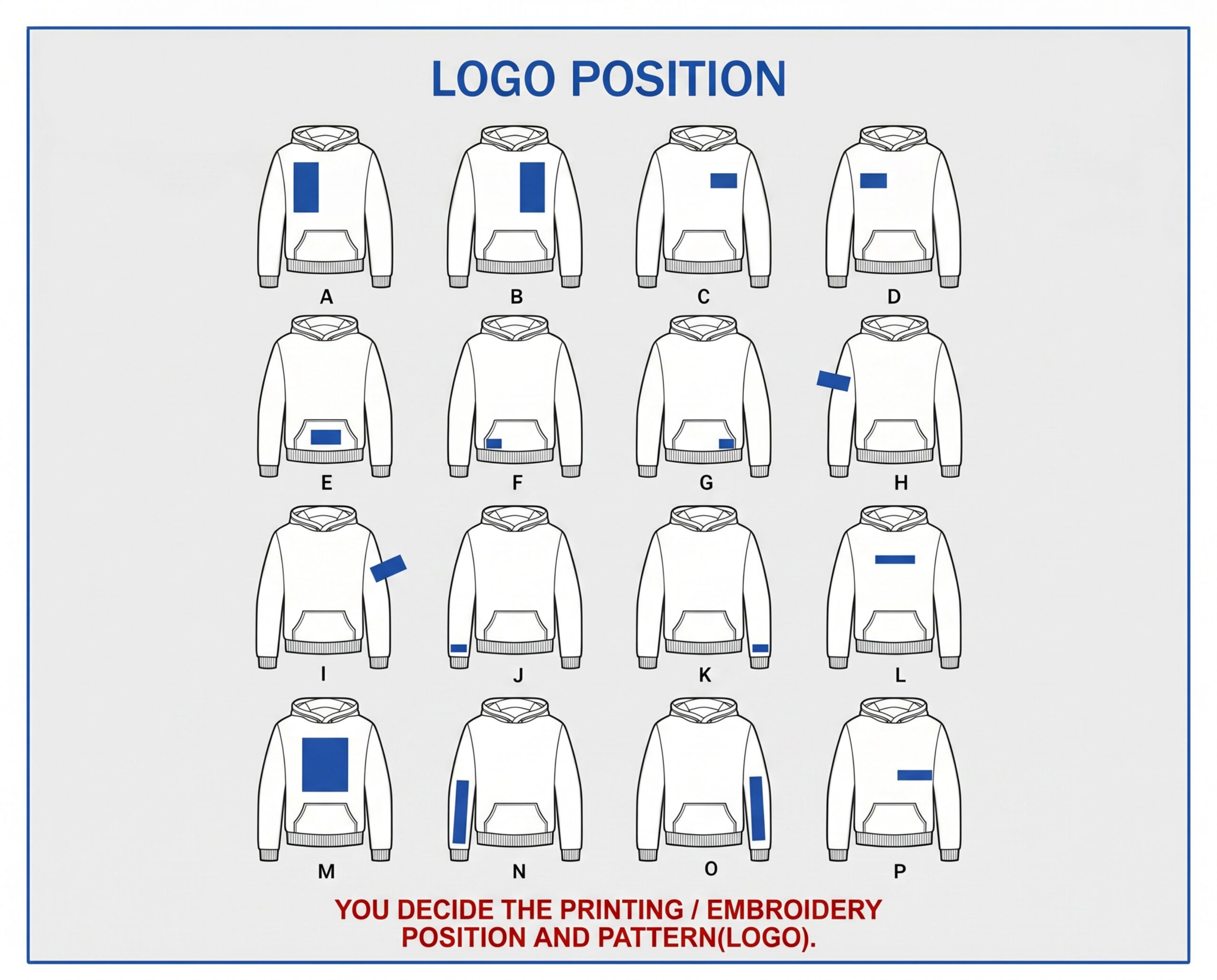 Custom hoodie and sweatpants logo placement guide