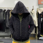 Rhinestone hoodie hood detail
