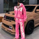 Acid wash embroidered tracksuit front view