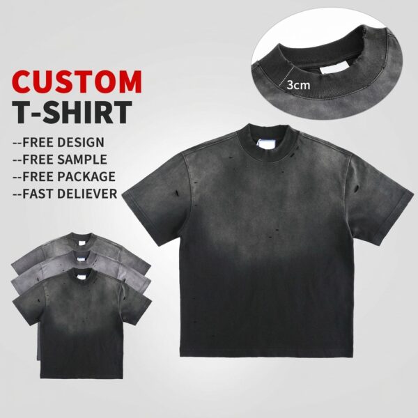 Custom oversized acid washed t shirt front view