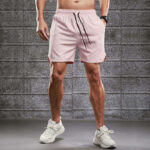 Breathable gym shorts front view
