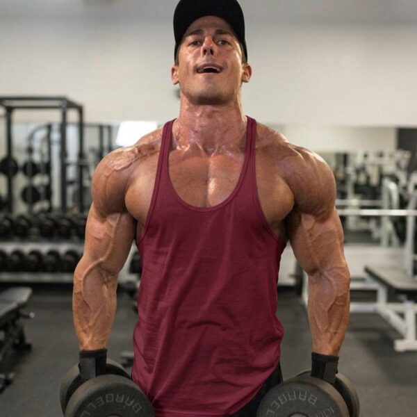 Red bodybuilding tank top