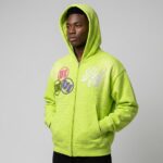 Custom graphic print hoodie model view