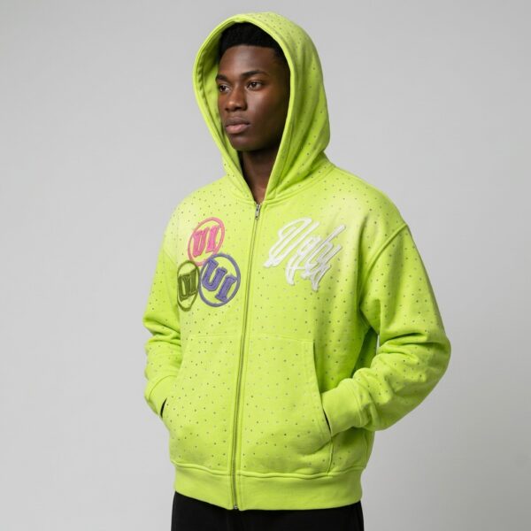 Custom graphic print hoodie model view