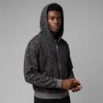 Side view of custom leopard print zip hoodie