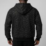 Back view of custom rhinestone zip hoodie