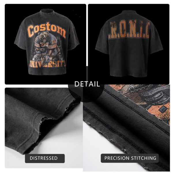 Distressed graphic print detail