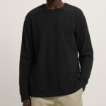 Black heavyweight long sleeve t shirt front view
