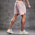 Pink training shorts side view