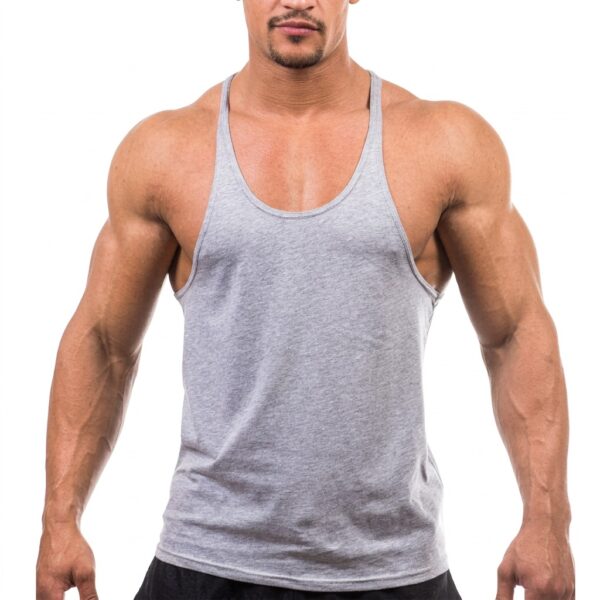 Grey muscle tank top front view
