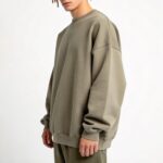 Olive crewneck sweatshirt side view