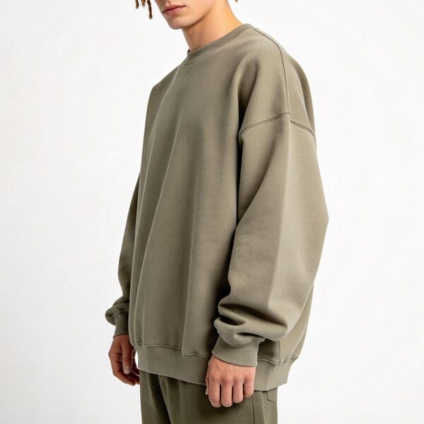 Olive crewneck sweatshirt side view