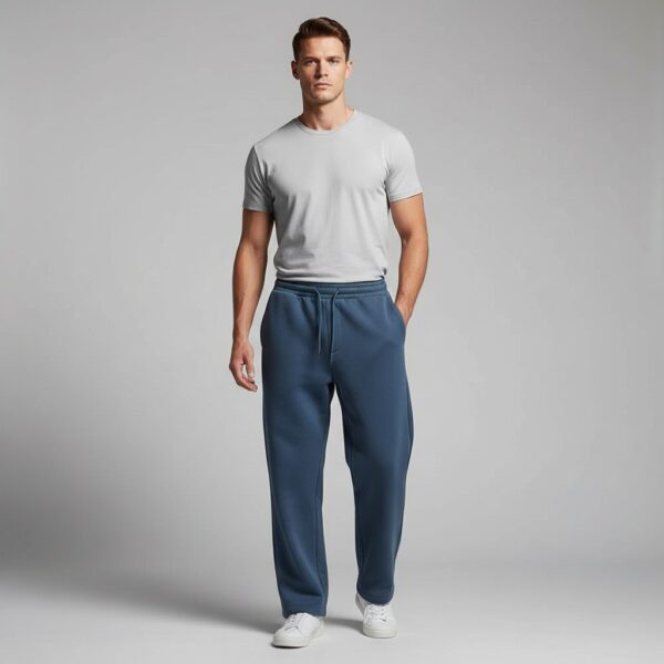 Full body view of model wearing custom heavyweight hoodie and sweatpants set