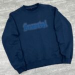 Custom embroidery crewneck sweatshirt flat lay