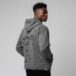 Side view of custom distressed hoodie