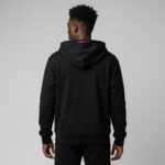 Back view of custom flame zip hoodie