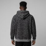 Back view of custom leopard print zip hoodie