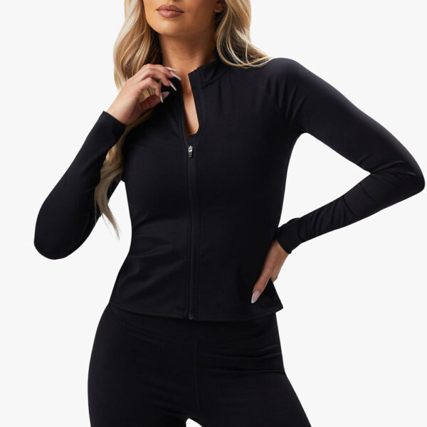 Zip up fitness jacket back view