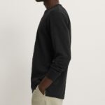 Side view of heavyweight long sleeve t shirt