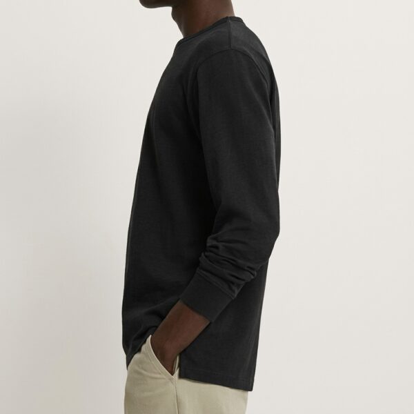 Side view of heavyweight long sleeve t shirt