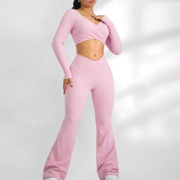 Pink long sleeve yoga set