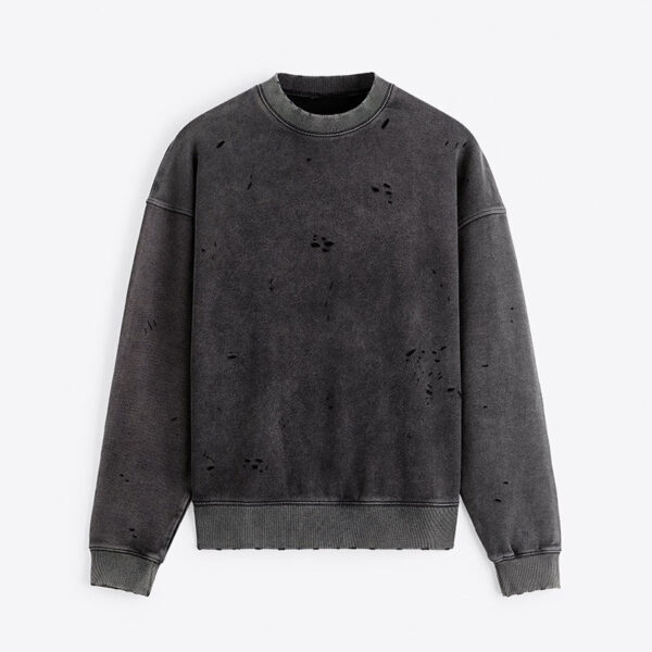 Distressed crewneck sweatshirt front view
