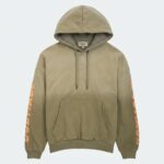 Custom vintage washed hoodie flat lay front view