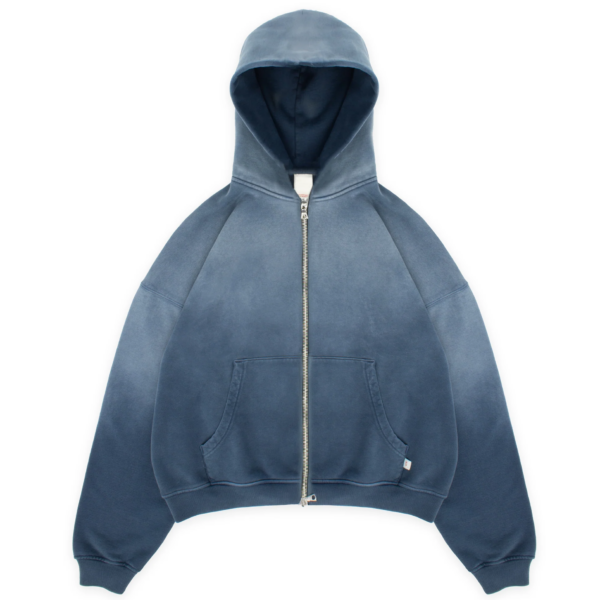 Custom sun faded zip-up hoodie flat lay front view