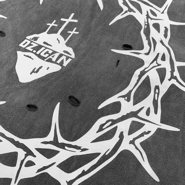 Distressed graphic print detail on boxy fit t shirt