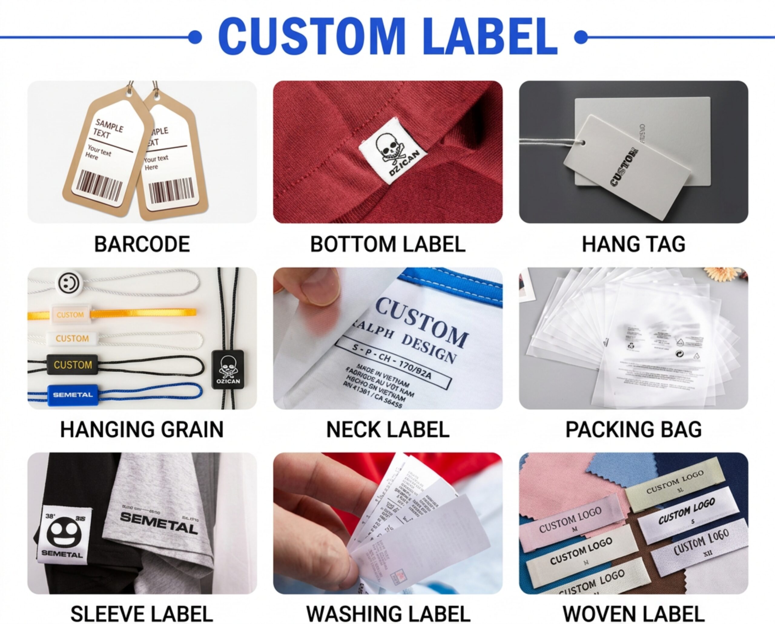 Custom hang tags, neck labels and packaging for activewear