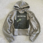 Custom DTG printed hoodie flat lay back view