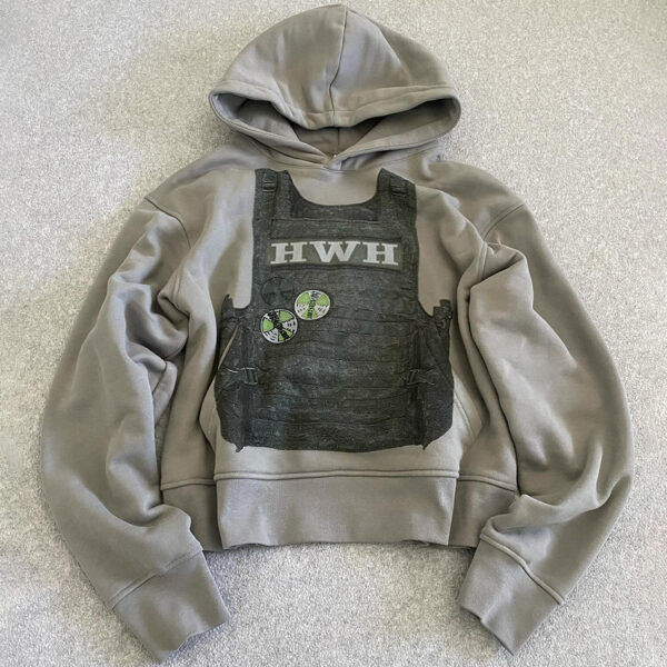 Custom DTG printed hoodie flat lay back view