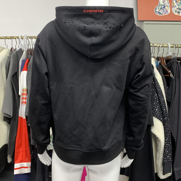 Custom flame zip hoodie back view