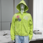 Side view of custom graphic print hoodie