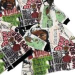 Custom graffiti print hoodie and sweatpants set flat lay